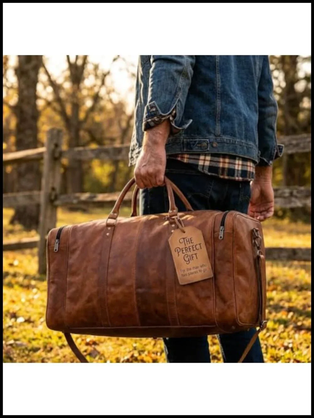 Handmade Leather Duffle Bag for Men Women Travel Weekender Carry On Cabin